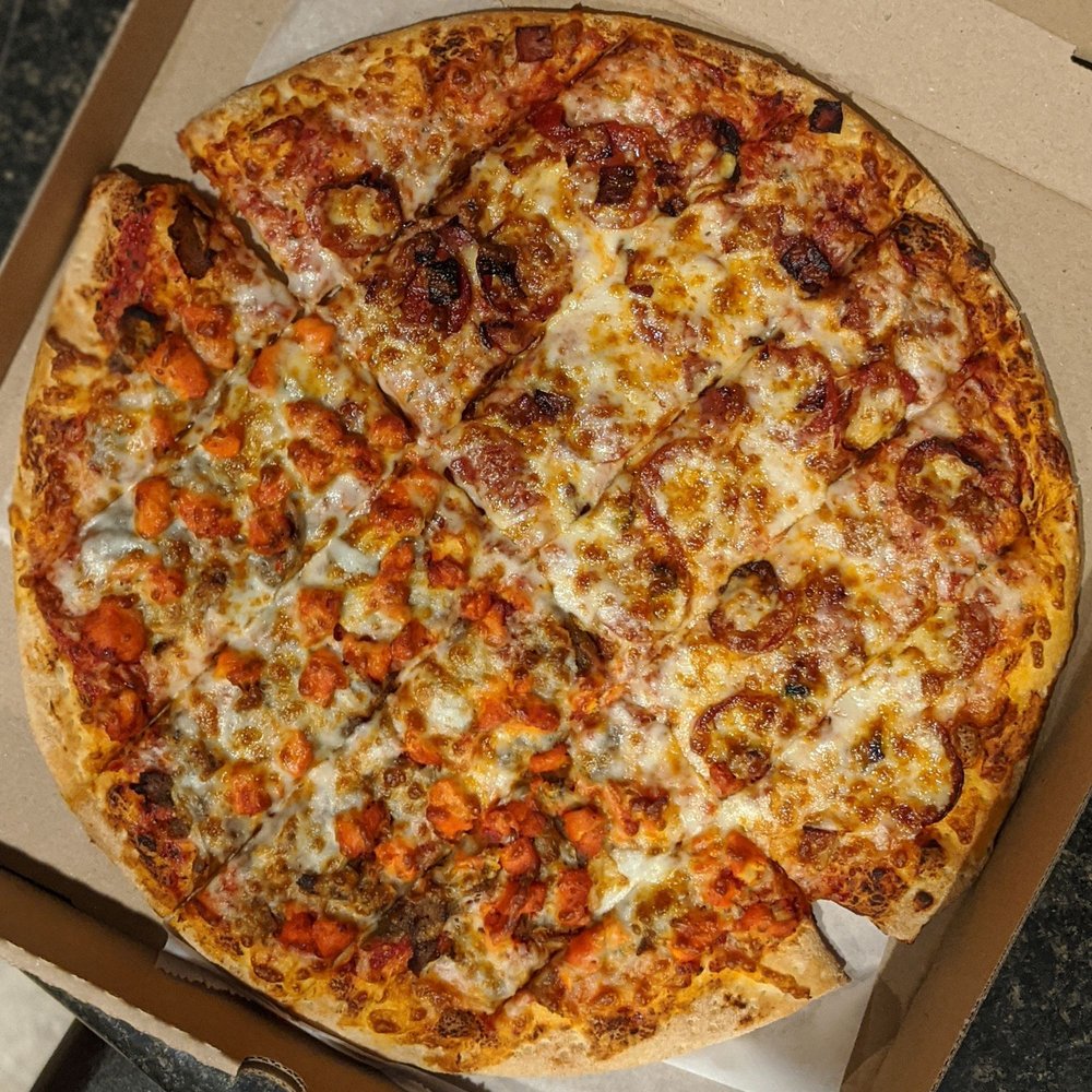 Promise Pizza - 16" make your own - half gyro/chicken tikka, and half bacon/pepperoni - Pizza Near Me - Round Rock, Texas Promise Pizza - 16" make your own - half gyro/chicken tikka, and half bacon/pepperoni - Pizza Near Me - Round Rock, Texas