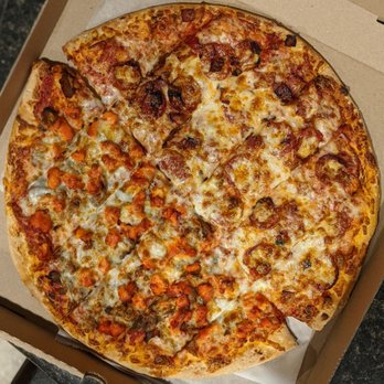 Promise Pizza - 16" make your own - half gyro/chicken tikka, and half bacon/pepperoni - Pizza Near Me - Round Rock, Texas Promise Pizza - 16" make your own - half gyro/chicken tikka, and half bacon/pepperoni - Pizza Near Me - Round Rock, Texas