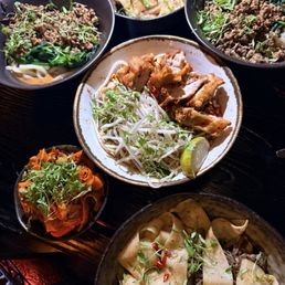 Pad Thai, Dan Dan Noodles, Braised Cumin Lamb Ho Fun, Carrot & Kimchi Salad Pad Thai, Dan Dan Noodles, Braised Cumin Lamb Ho Fun, Carrot & Kimchi Salad