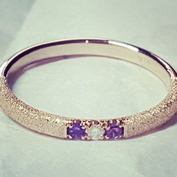 Lukamorie - 14k Gold ring made from melted down old soviet jewelry. with two purple saphires and a diamond. - Jewelry Repair Near Me - Brooklyn, New York Lukamorie - 14k Gold ring made from melted down old soviet jewelry. with two purple saphires and a diamond. - Jewelry Repair Near Me - Brooklyn, New York