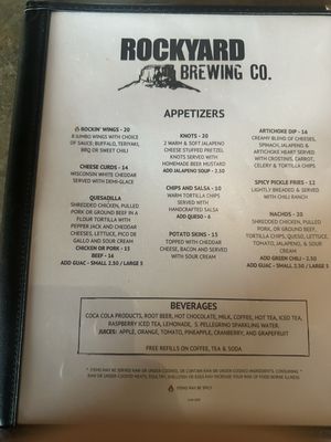 Menu photo 5 Rockyard Brewing Company Castle Rock, CO