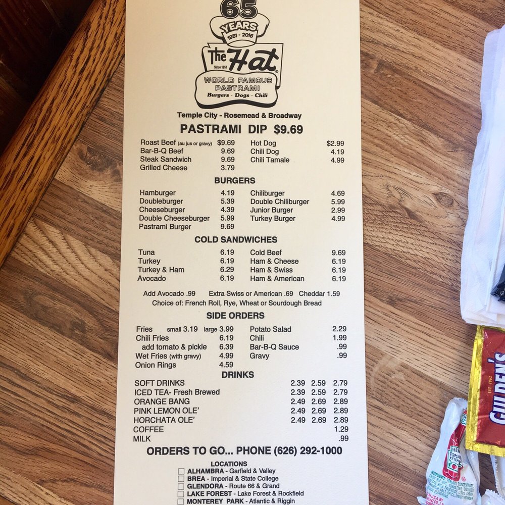 The Hat - The menu. - American Near Me - Temple City, California The Hat - The menu. - American Near Me - Temple City, California