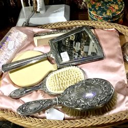 Blue Moon Vintage & Antiques - A Pretty Sterling Silver Grooming Set Would Make a Beautiful Gift for Mom's Dressing Table!