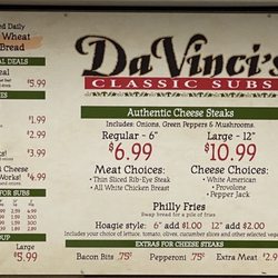 Davinci Classic Subs - Menu