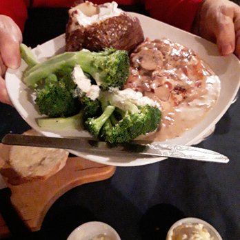 Savory Steakhouse - Chicken Marsala, Baked Potato, Broccoli (hubby gave me his) Wonderful Mushroom Sauce - Steakhouses Near Me - Wisconsin Rapids, Wisconsin Savory Steakhouse - Chicken Marsala, Baked Potato, Broccoli (hubby gave me his) Wonderful Mushroom Sauce - Steakhouses Near Me - Wisconsin Rapids, Wisconsin
