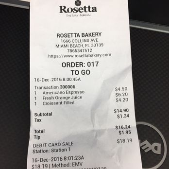 Rosetta Bakery - As a local, I cringe when I see these prices. Better options in the area with better pricing. But, that's Collins for you. - Bakeries Near Me - Miami Beach, Florida