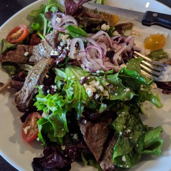 Fusion Grill - Steak salad, half eaten; really tasty and keto friendly! - New American Near Me - Thousand Oaks, California Fusion Grill - Steak salad, half eaten; really tasty and keto friendly! - New American Near Me - Thousand Oaks, California