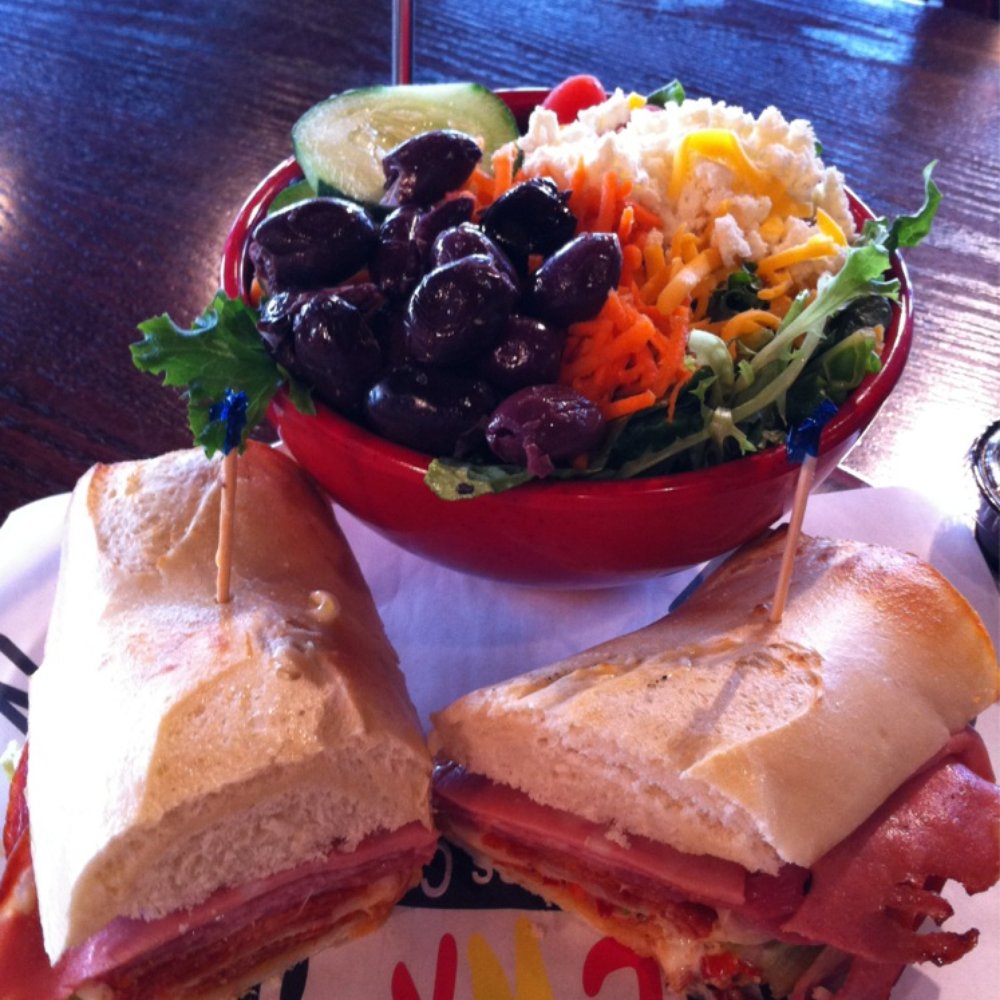 Newk's Eatery - Italian sandwich with simple side salad with fetta cheese & olives. - Sandwiches Near Me - Tupelo, Mississippi Newk's Eatery - Italian sandwich with simple side salad with fetta cheese & olives. - Sandwiches Near Me - Tupelo, Mississippi