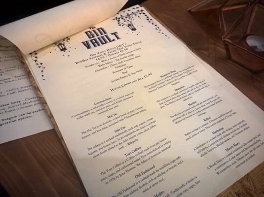 Menu photo 5 The Gin Vault Birmingham, XWM