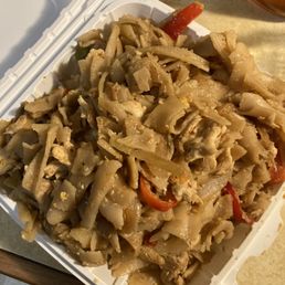 This is the combination of both the Chicken and Pork dishes put together within my home pan for reheat.  Note* the lack of... everything.