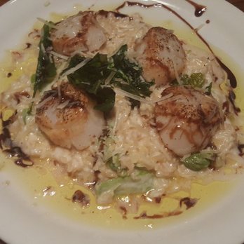 Flame Grill & Bar - Buttered scallops on risotto - New American Near Me - Carbondale, Illinois Flame Grill & Bar - Buttered scallops on risotto - New American Near Me - Carbondale, Illinois