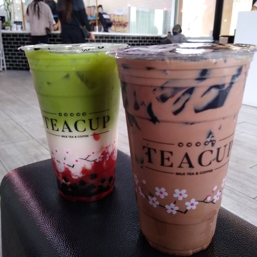 Teacup - Strawberry matcha with boba and winter kiss with grass jelly - Coffee & Tea Near Me - Litchfield Park, Arizona