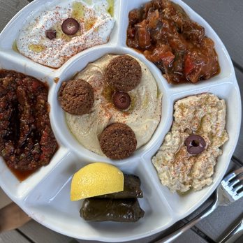 Hummus Mediterranean Kitchen - Appetizer Sampler Plate - Mediterranean Near Me - Mountain View, California Hummus Mediterranean Kitchen - Appetizer Sampler Plate - Mediterranean Near Me - Mountain View, California