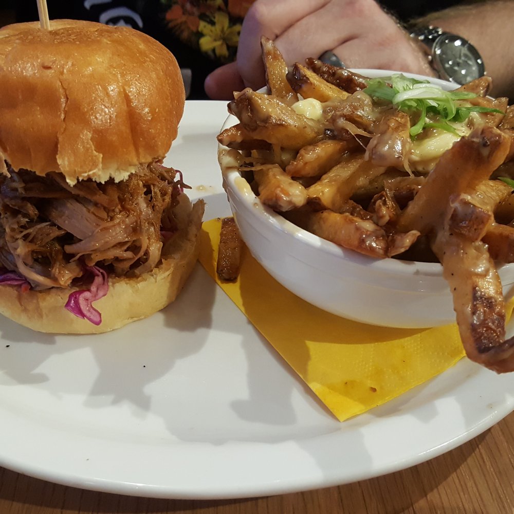Fable Diner - Pulled pork sandwich with poutine - Diners Near Me - Vancouver, British Columbia Fable Diner - Pulled pork sandwich with poutine - Diners Near Me - Vancouver, British Columbia