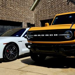 Porsche Taycan and Ford Bronco