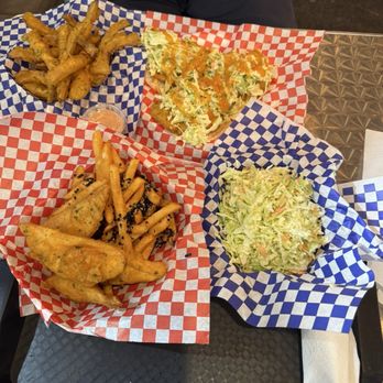 Maui Fish'n Chips - Onion strips, Ono tacos, side of slaw and Mahi fish and chips - Seafood Near Me - Kihei, Hawaii Maui Fish'n Chips - Onion strips, Ono tacos, side of slaw and Mahi fish and chips - Seafood Near Me - Kihei, Hawaii