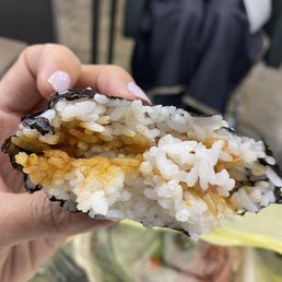 Half of a spam rice ball that carries only the spirit of spam.