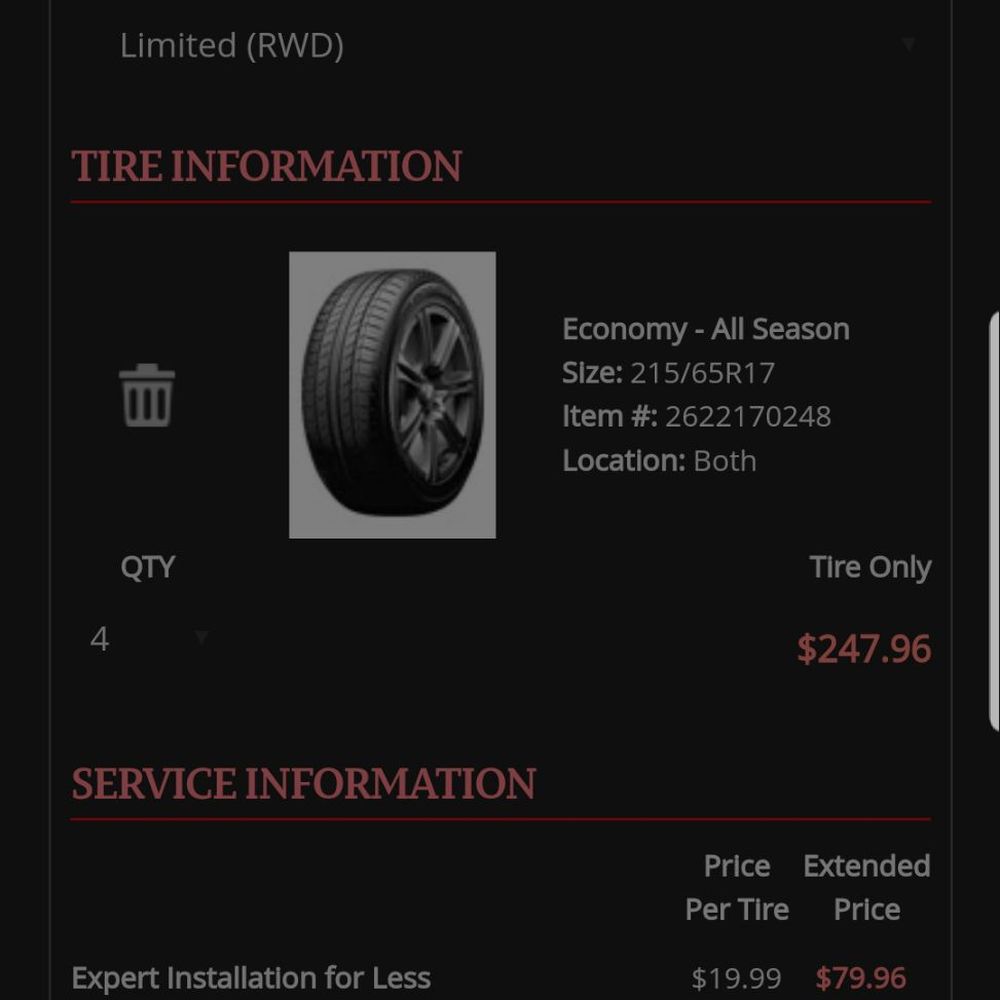 Mr. Tire Auto Service Centers - 247 for the tires and they wanted and 258 for service. - Auto Repair Near Me - Gambrills, Maryland