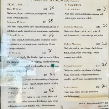 Q Nail Lounge - Menu of services ( sorry for the glare) - Nail Salons Near Me - Downey, California