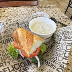 Kneaders Bakery & Cafe - Classic Beef Half Sandwich and Clam Chowder