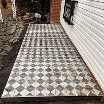 Bunting Home Improvements - a patio with a black and white checkered floor - General Contractors Near Me - Finksburg, Maryland Bunting Home Improvements - a patio with a black and white checkered floor - General Contractors Near Me - Finksburg, Maryland