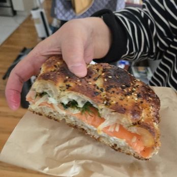Radio Bakery - Salmon with cream cheese on focaccio - heaven! - Bakeries Near Me - Brooklyn, New York