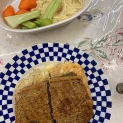 Seasons' Eatings - Rueben Sandwich with a side of hummus and veggies