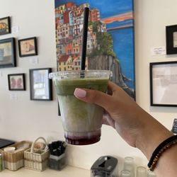 Coffee + Vanilla - Cherry matcha latte