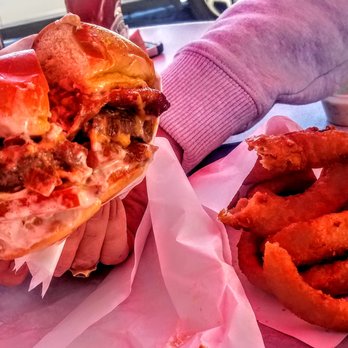 Get The Burger - Leading Man w/bacon & a few bites missing. - Burgers Near Me - Big Bear Lake, California
