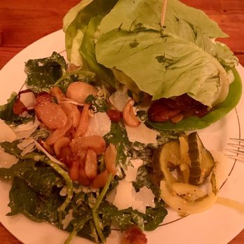 Republic Kitchen+Taphouse - Brush Creek Blue Burger (with lettuce bun and Kale Salad) - New American Near Me - Post Falls, Idaho Republic Kitchen+Taphouse - Brush Creek Blue Burger (with lettuce bun and Kale Salad) - New American Near Me - Post Falls, Idaho