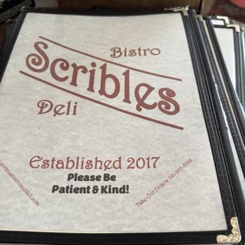 Scribles Bistro & Deli - Menu cover - Delis Near Me - Eugene, Oregon
