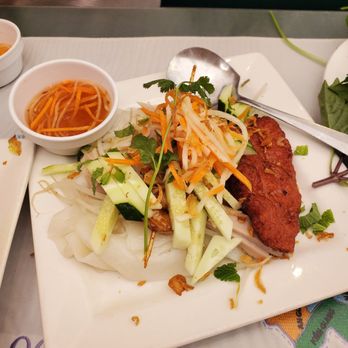 Lang Van - Banh cuon cha lua , nem & tom nuong - rice rolls w/ steamed pork, sweet pork sausage, and grilled shrimp - Vietnamese Near Me - Charlotte, North Carolina