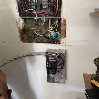 Rick's Enterprise Electric - Wires connected outside of the box, which is illegal and outside of code. Most importantly, it is a Severe Fire Hazard. - Electricians Near Me Rick's Enterprise Electric - Wires connected outside of the box, which is illegal and outside of code. Most importantly, it is a Severe Fire Hazard. - Electricians Near Me