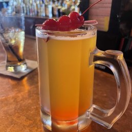 a drink in a glass