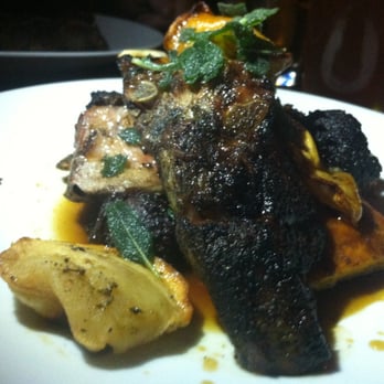 Marlowe - Double cut pork chop, pumpkin pudding, crispy morcilla, braised greens - a religious experience! - Diners Near Me - San Francisco, California Marlowe - Double cut pork chop, pumpkin pudding, crispy morcilla, braised greens - a religious experience! - Diners Near Me - San Francisco, California