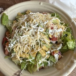 Lime shrimp salad bowl with cheese and guacamole