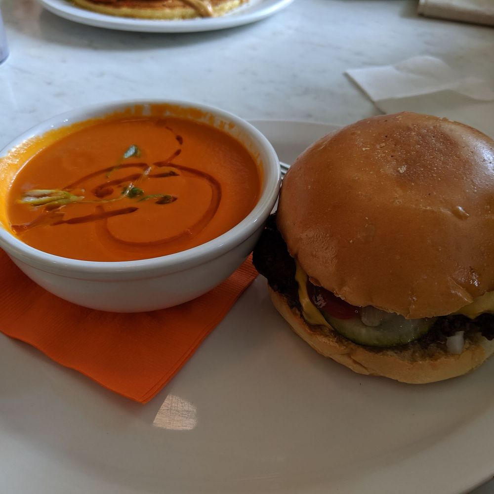 Fable Diner - Main Street burger with tomato soup - Diners Near Me - Vancouver, British Columbia Fable Diner - Main Street burger with tomato soup - Diners Near Me - Vancouver, British Columbia