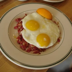 The Magnolia Pancake Haus - Corned Beef and Hash with Sunnyside up Egg