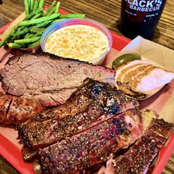 Terry Black's Barbecue - Pork ribs, brisket, sausage & the sample of turkey- all with a chefs kiss!! - Barbeque Near Me - Lockhart, Texas