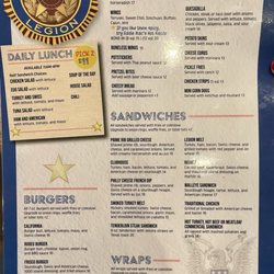 American Legion Post 580 - Food menu