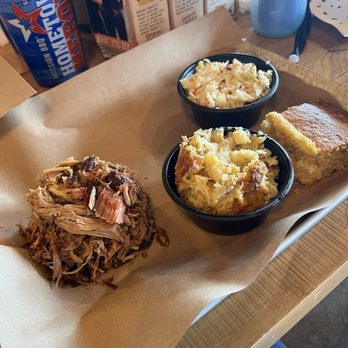 Mission BBQ - Pulled pork, cheesy potatoes, coleslaw - Barbeque Near Me - Colorado Springs, Colorado