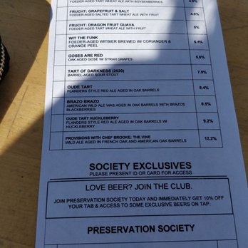 The Bruery - Back of menu on 8/15 - Breweries Near Me - Placentia, California