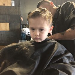 M & D's Barbershop - Erin cutting my sons hair