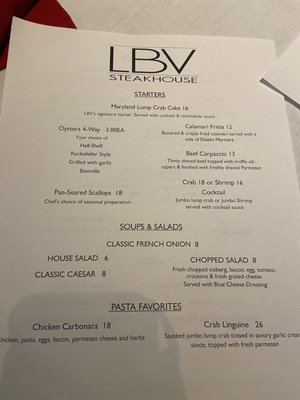 Menu photo 3 LBV Steakhouse New Cumberland, WV Menu photo 3 LBV Steakhouse New Cumberland, WV