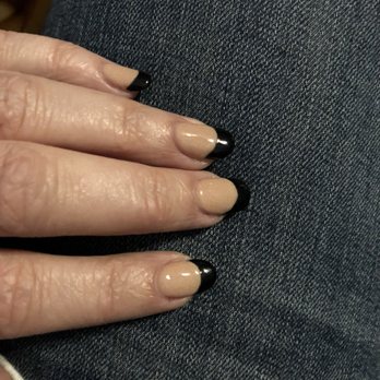 Luxe Nails & Spa - SNS powder, nude 411, with a black tip. - Nail Salons Near Me - Austin, Texas