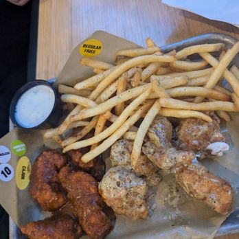 Buffalo Wild Wings - Cajun & garlic parm wings with french fries and a Pepsi - Sports Bars Near Me - Canyon Country, California Buffalo Wild Wings - Cajun & garlic parm wings with french fries and a Pepsi - Sports Bars Near Me - Canyon Country, California