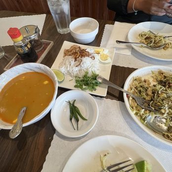 Burma Silver Star - Tealeaf Salad and Mohinga (Burmese Fish Chowder Soup). - Burmese Near Me - Daly City, California Burma Silver Star - Tealeaf Salad and Mohinga (Burmese Fish Chowder Soup). - Burmese Near Me - Daly City, California