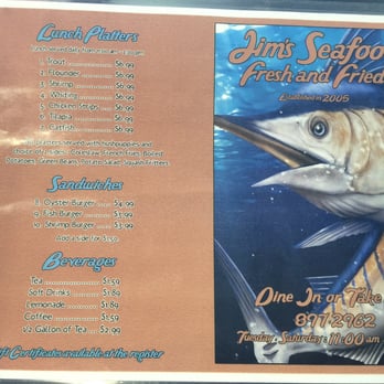 Jim's Seafood Fresh & Fried - Front of the menu - Seafood Near Me - Dunn, North Carolina