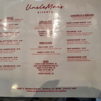 Uncle Mac’s Kitchen - Menu - Seafood Near Me - Gardena, California