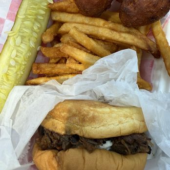 Sweet Carolina Barbecue - BBQ Brisket sandwich, fries, hush puppies - Barbeque Near Me - Toms River, New Jersey Sweet Carolina Barbecue - BBQ Brisket sandwich, fries, hush puppies - Barbeque Near Me - Toms River, New Jersey